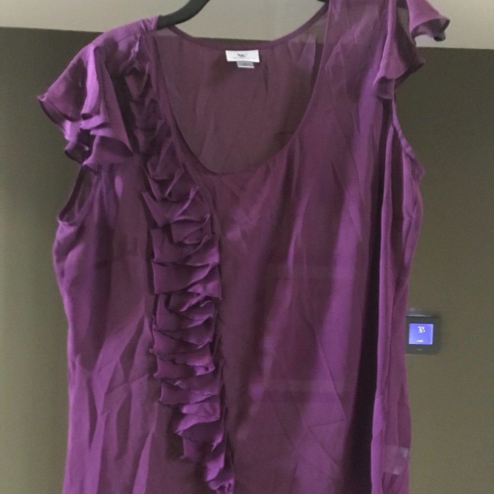 Worthington Sheer Ruffles Blouse L